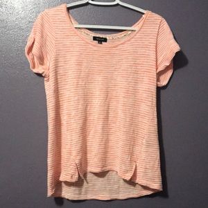 coral&white striped top